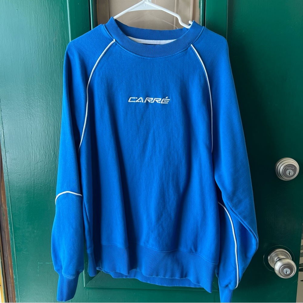 Carre brand Men's Royal Blue Crewneck Sweater with Contrast Piping size large